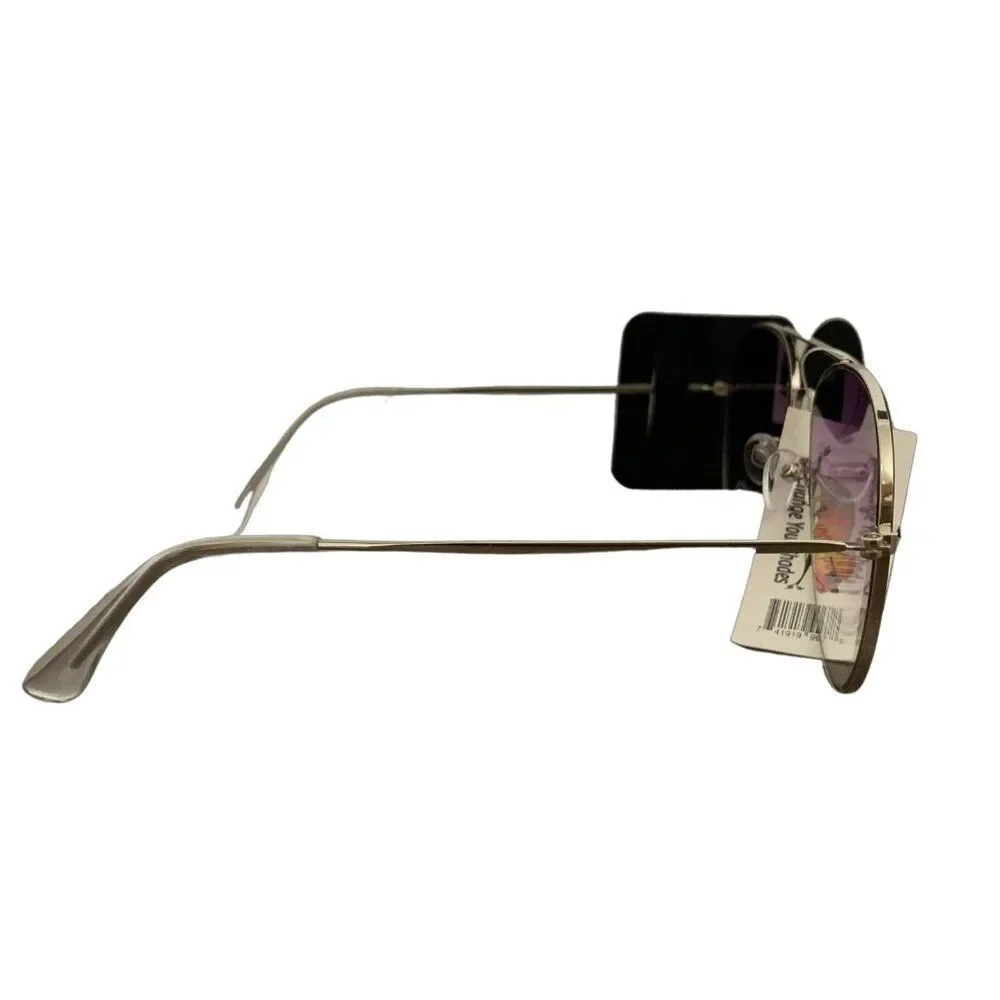 Womens new purple lens silver frame aviator sunglasses Uv Protection